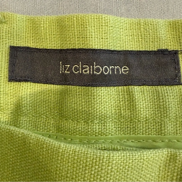 Liz Claiborne Pants Lime Green Wide Leg Linen Cotton Women’s Size 12 - Picture 11 of 13